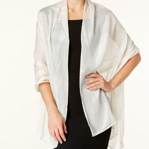 Calvin klein liquid metallic scarf one size white with silver shimmer